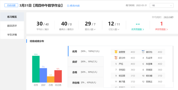 学生练习情况分析